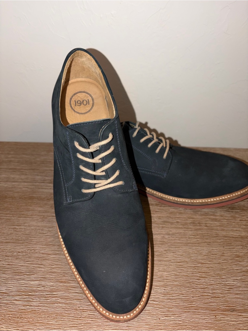 1901 Nordstrom Men's Navy Blue Suede Derby Oxford Dress Shoes M38115 Size 11